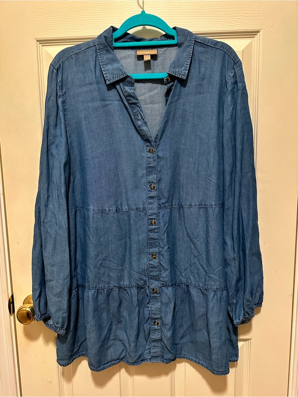 Style & Co. Chambray Button-Front Shirt - Blue